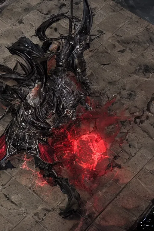 Image similar to Path of Exile, [Sirius], clear [[bronze]] face [mask], luminous red eyes, male image with [bronze] black armor, sitting on the throne, inside the ruined gothic church, black shadows, red lasers, dark red bloody fog, black-grey smoky tornadoes fly around, [[[blood]]], Anachronism, painting, dark fantasy, steampunk, 4k, perfect quality,