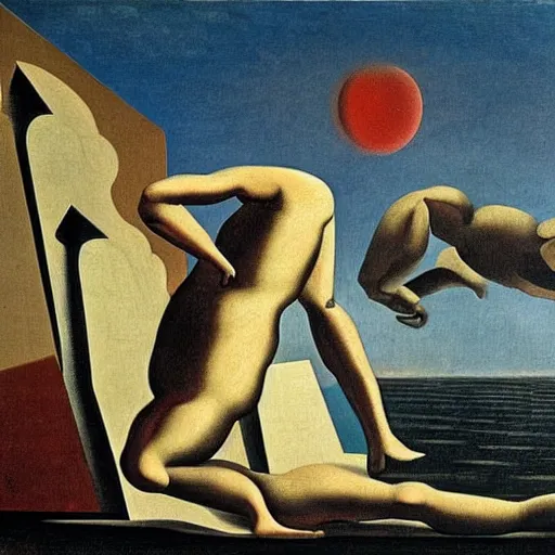 Image similar to the end of time painting by de chirico