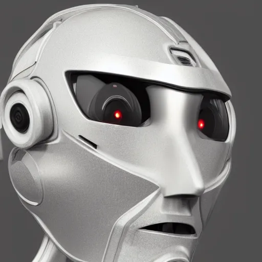 Image similar to an amazing robot-helmet, robotic head-bust portrait, of a sci-fi, human robot hybrid with weaponized systems built into the 3d helmet, cgi, zbrush, blender, octane render