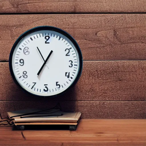 Prompt: old digital clock on the table, morning light, something strange