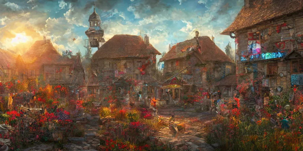 Prompt: and when this happens, and when we allow freedom ring, when we let it ring from every village and every hamlet, from every state and every city, ultrafine highly detailed hyper colorful illustration, sharp focus, rozalski, unreal engine highly rendered, global illumination, radiant light, intricate and detailed environment