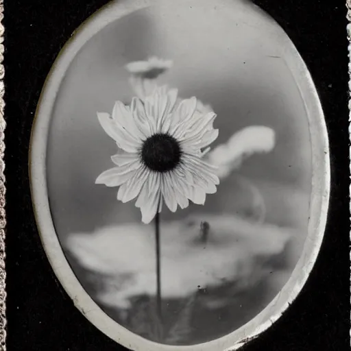 Image similar to edwardian photograph of a strange flower, beautiful, unlike anything else, very grainy, slightly blurry, 1900s, 1910s