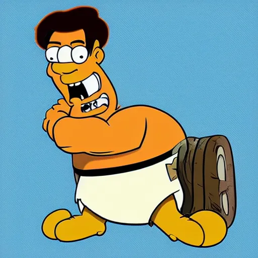 Prompt: cartoon image of Fred Flintstone in the style of The Simpsons, highly detailed, very accurate
