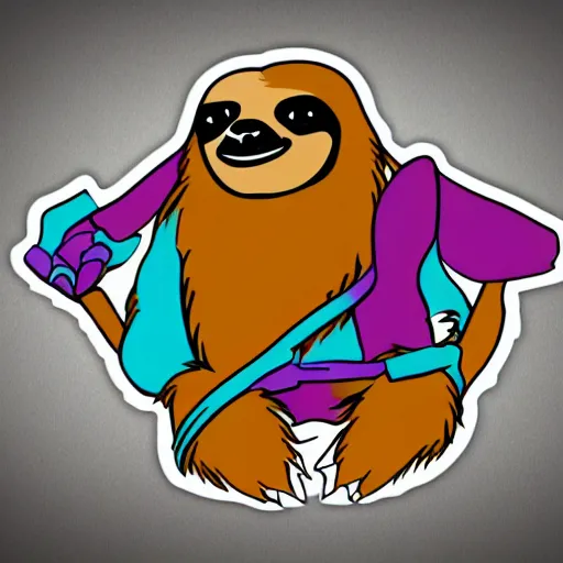 Image similar to graffiti sticker sloth design, graphic art