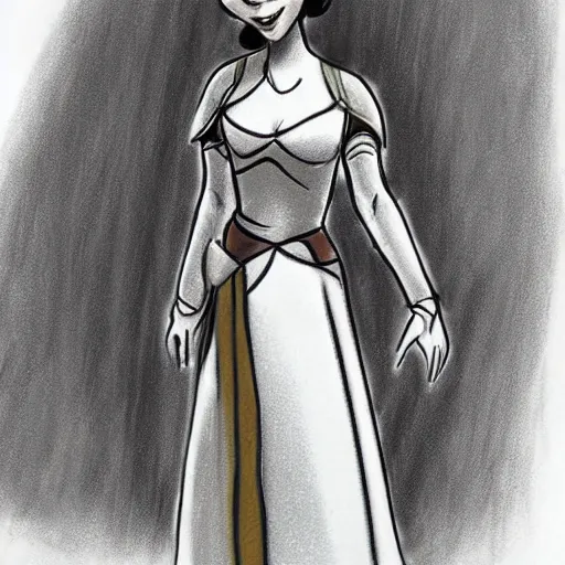 Image similar to milt kahl sketch of victoria justice as princess padme from star wars episode 3