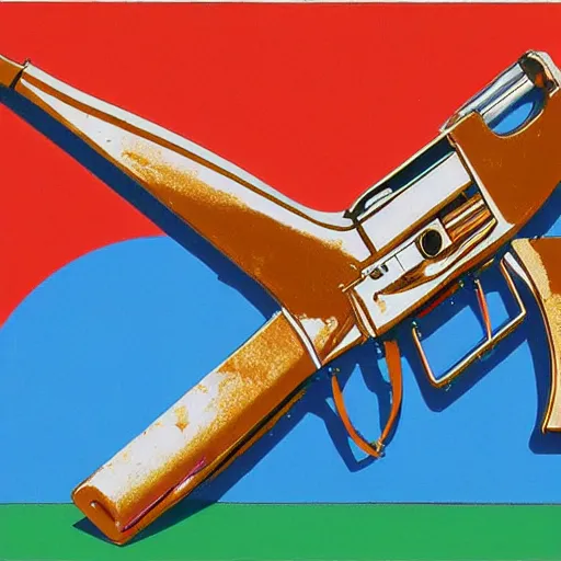 Image similar to AK-47 designed by Tadanori Yokoo