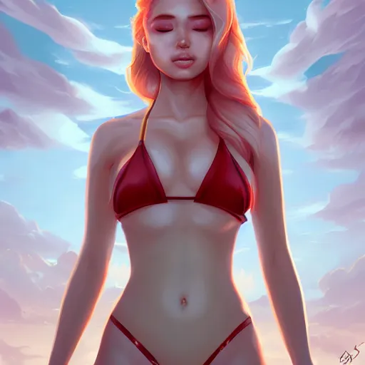 Image similar to a portrait of a beautiful bikini model, art by lois van baarle and loish and ross tran and rossdraws and sam yang and samdoesarts, digital art, highly detailed, intricate, sharp focus, Trending on Artstation HQ, deviantart, unreal engine 5, 4K UHD image