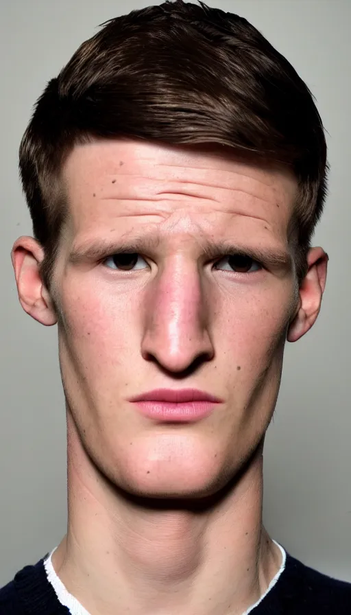 Image similar to a man with black eyes, he has the facial structure of matt smith