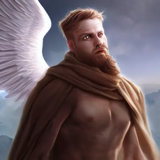 Image similar to an extremely white male angel, matte painting, concept art, extremely detailed, 4k