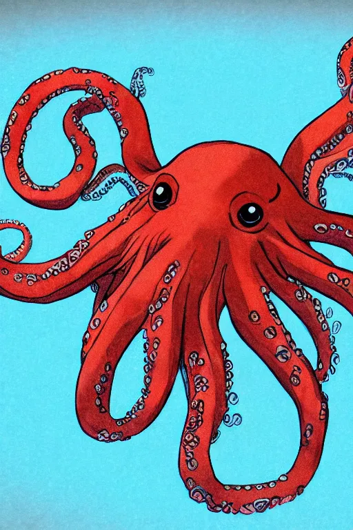 Image similar to professional anime rendering of a ninja octopus.