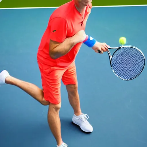 Image similar to realistic photo of zelensky playing tennis, close up