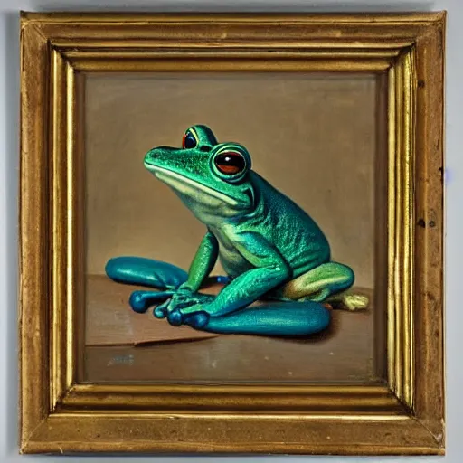 Image similar to Portrait of a frog, Oil on canvas, Musée du Louvre catalog