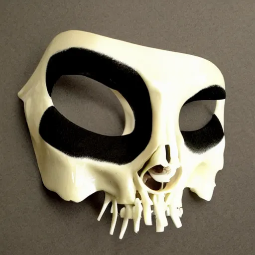 Image similar to horrifying face mask made of bone and onyx