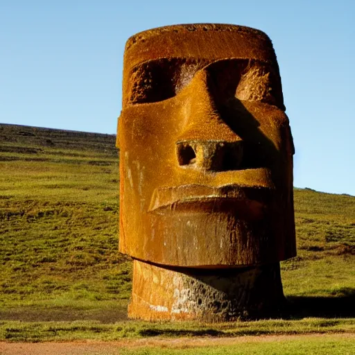 Prompt: Fromt Facing Easter Island Head