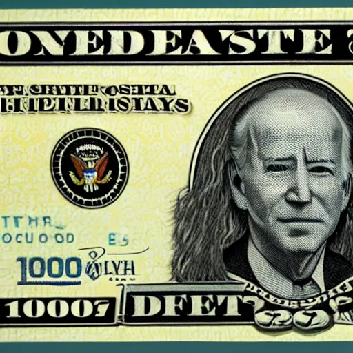 Prompt: Joe Biden on a $100 bill