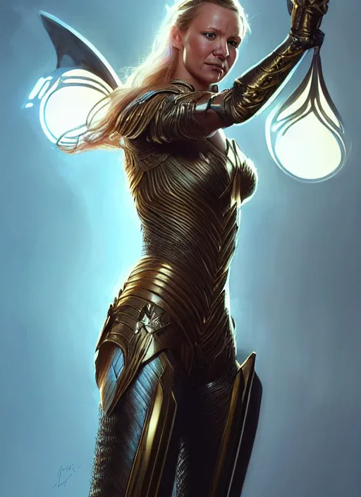 Prompt: anna torv as valkyrie, intricate, elegant, glowing lights, highly detailed, digital painting, artstation, glamor pose, concept art, smooth, sharp focus, illustration, art by artgerm and greg rutkowski, artey freytag