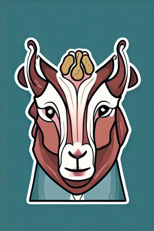 Image similar to Portrait of a drug dealer goat, sticker, andromorphic, colorful, illustration, highly detailed, simple, smooth and clean vector curves, no jagged lines, vector art, smooth