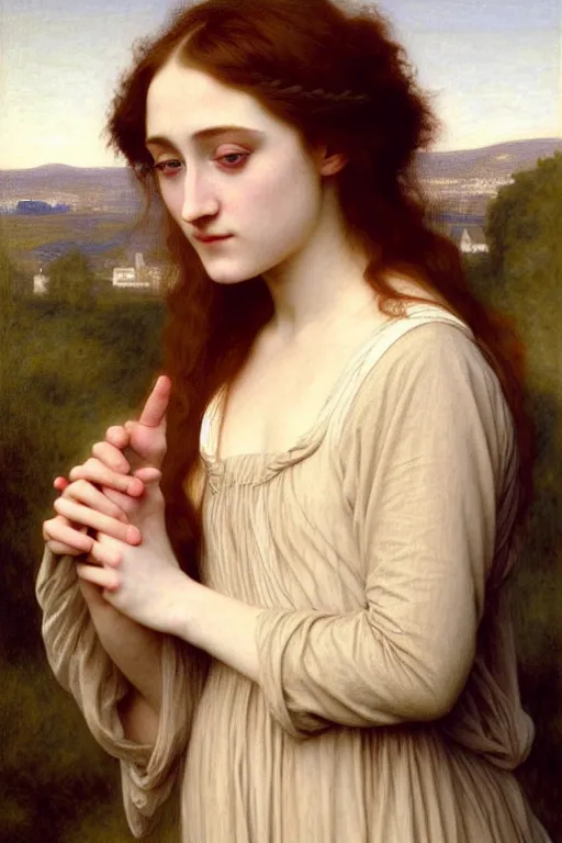 Image similar to saoirse ronan, painting by rossetti bouguereau, detailed art, artstation