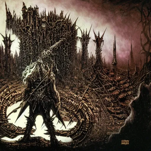 Prompt: ian miller, realms of chaos, death knight