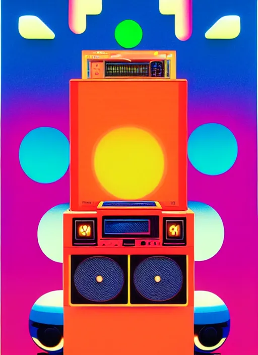 Prompt: boombox by shusei nagaoka, kaws, david rudnick, airbrush on canvas, pastell colours, cell shaded, 8 k