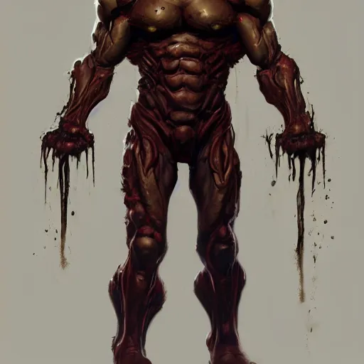 Image similar to doom eternal, mutant, tubes fused with the body, front view, painted by stanley lau, painted by greg rutkowski, painted by stanley, artgerm, masterpiece, digital art, trending on arts