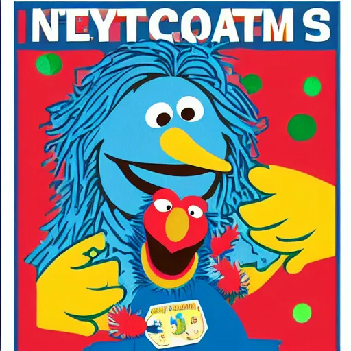 Prompt: Sesame Street nuclear propaganda poster, highly detailed illustrated poster