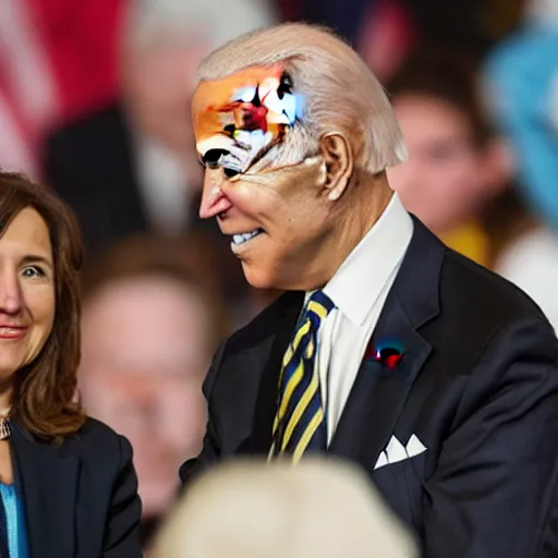 Image similar to Joe Biden magically turning his opponents into Chocolate Chocolate Chip Ice Cream