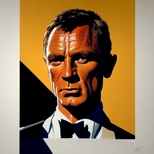 Prompt: portrait soft light, by frank mccarthy and killian eng, inspired by james bond, screen print and airbrush, fine, highly sharp detail