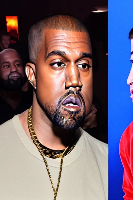 Prompt: kanye west and pete davidson, mtv celebrity death match