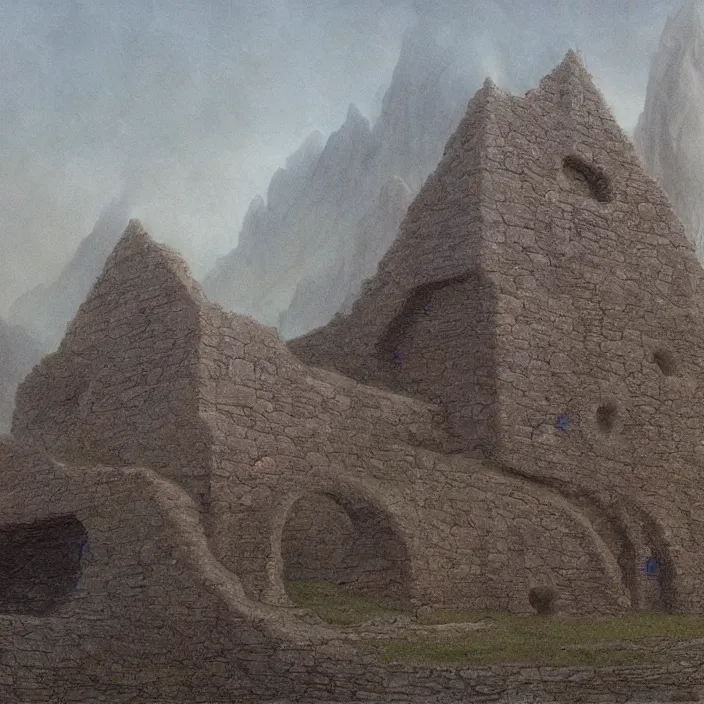 Image similar to a building in a landscape, by john howe