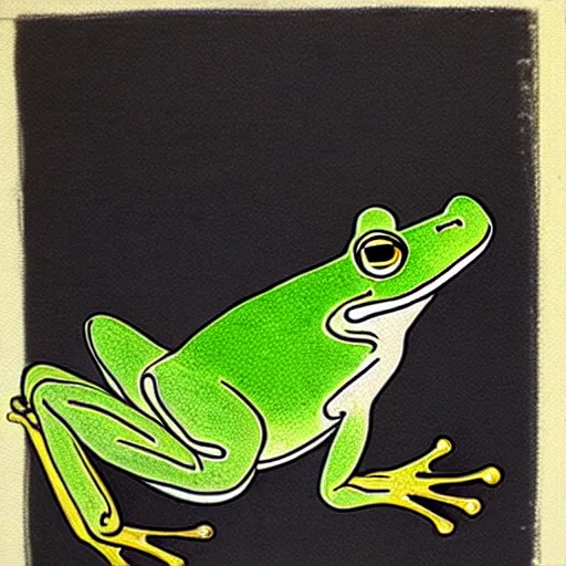 Image similar to zen, frog on the pond, ink