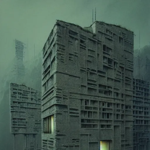 Prompt: swiss concrete architecture, brutalism, very realistic, highly detailed, cinematic lighting, by beksinski, symetrical artwork, clear quality, sharp focus, intricate, artstation