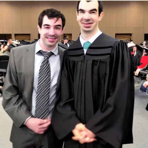 Image similar to nathan fielder graduating from one of canada's top business school with very good grades