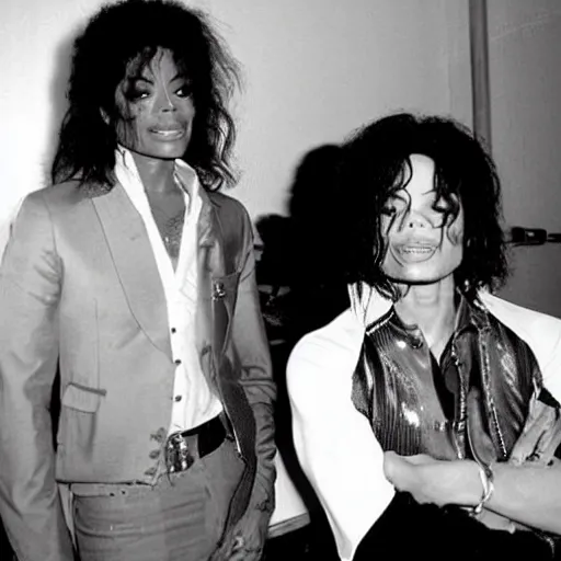 Prompt: michael jackson and prince rogers nelson in the recording music studio