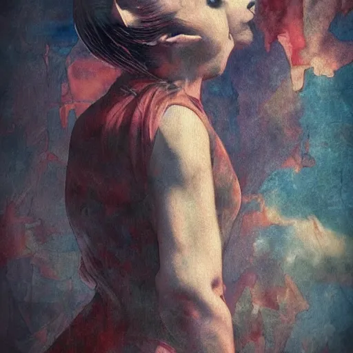 Image similar to walking in the air, 8 k resolution, beautiful, dark ambient, neoplasticism art, goth, marvel comics dslr hdr, art by artemisia gentileschi, water color, artstation, concept art, smooth, sharp focus, illustration