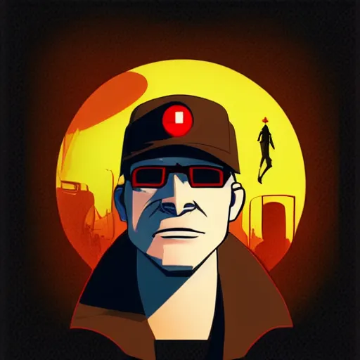 Image similar to a portrait of a half - life 2 team fortress 2 scout video game character art, in retro colors, synthwave style, 2 d digital vector art