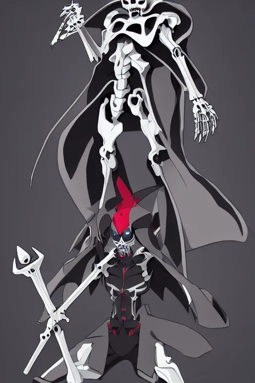 Image similar to a full body shot of Grim Reaper by Studio Trigger, by Tomohiro Shimoguchi,skeleton face, his eyes are red and glowing, sport pants, highly detailed, artstation,manga,style of SSSS.Gridman (2018),style of Gurren Lagann (2007)