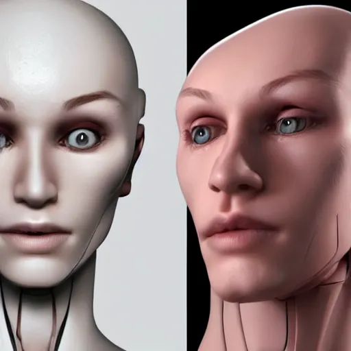 Image similar to Uncanny Valley human like robot. Hyper realistic, detailed disturbing