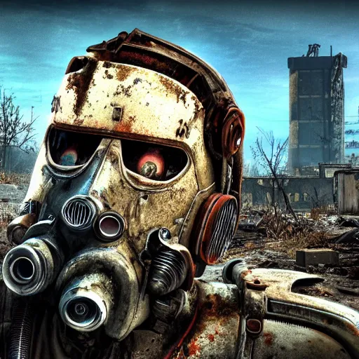 Prompt: pretty face, wide angle lens, photorealistic, 4k, style of fallout 4, background of destroyed city post apocalyptic, steakpunk, soft lighting, portrait, art by van goch