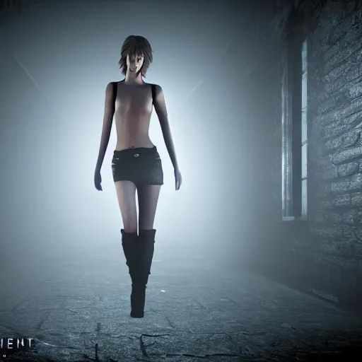 Prompt: supermodel in silent hill, heaven's night nightclub, 8 k, realistic, fashion photography