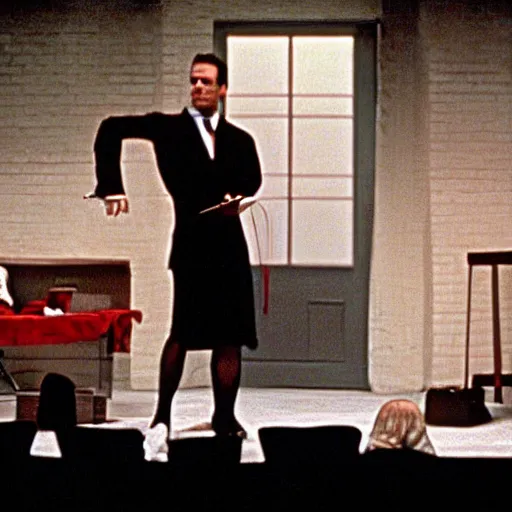 Prompt: Shakespeare play in American Psycho (1999)