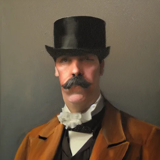 Image similar to Oil Painting portrait of a Victorian Gentleman with a Steampunk prosthetic