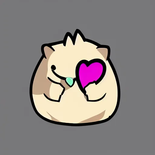 Image similar to twitch emote of a cute hedgehog, heart, love, adorable, cute