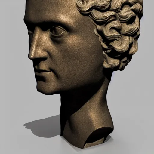 Image similar to 3 d renaissance statue head, mix with neon art, highly detailed