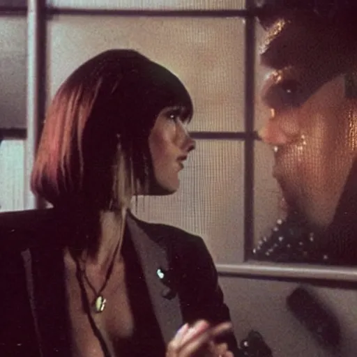 Prompt: tattoo of rachel from 1982 bladerunner smoking in tyrell's office