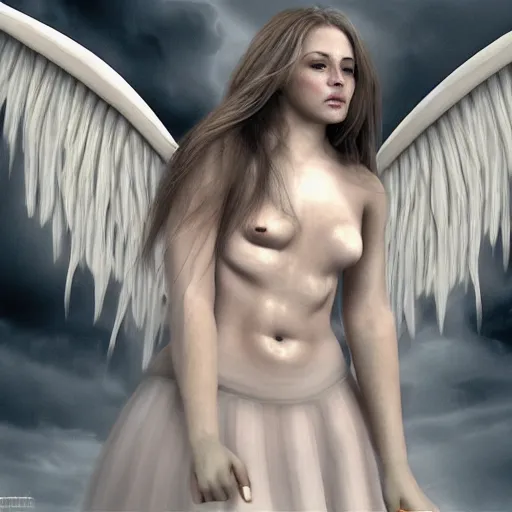 Prompt: tormented female angel, 8k, ultra realistic, hyper realistic