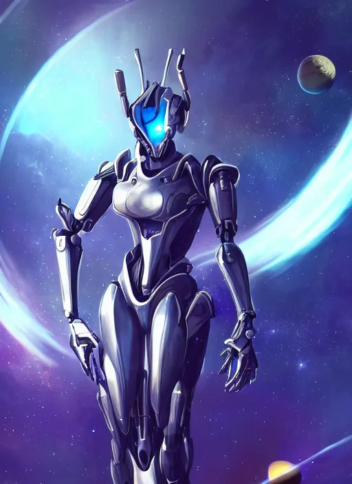 Image similar to cinematic shot, cosmic sized perfectly proportioned stunning beautiful anthropomorphic robot mecha female dragon, space background, larger than planets, posing elegantly, with galaxy in hands, sleek silver armor, epic proportions, epic size, epic scale, ultra detailed digital art, furry art, macro art, dragon art, giantess art, warframe fanart, furaffinity, deviantart