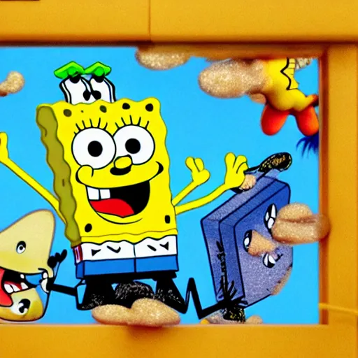 Image similar to spongebob squarepants fly