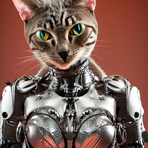 Prompt: A cyborg cat, realistic, sharp focus, 8k high definition, insanely detailed, intricate, elegant, art by Peter Kemp