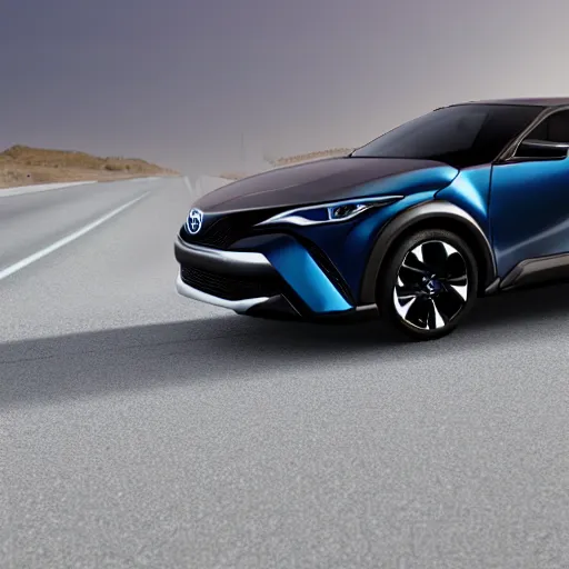 Prompt: toyota chr on a road, hyperrealistic render, new model